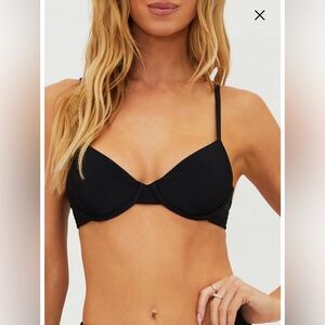 $108 NWOT Beach Riot “Camila” Underwire Bikini Top in Black Sz Small